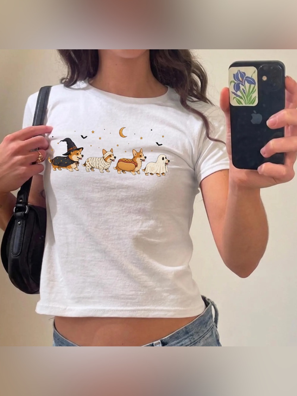 Corgi Halloween Witch Mummy Hot Dog Ghost Cute Spooky Season Vintage Baby Tee